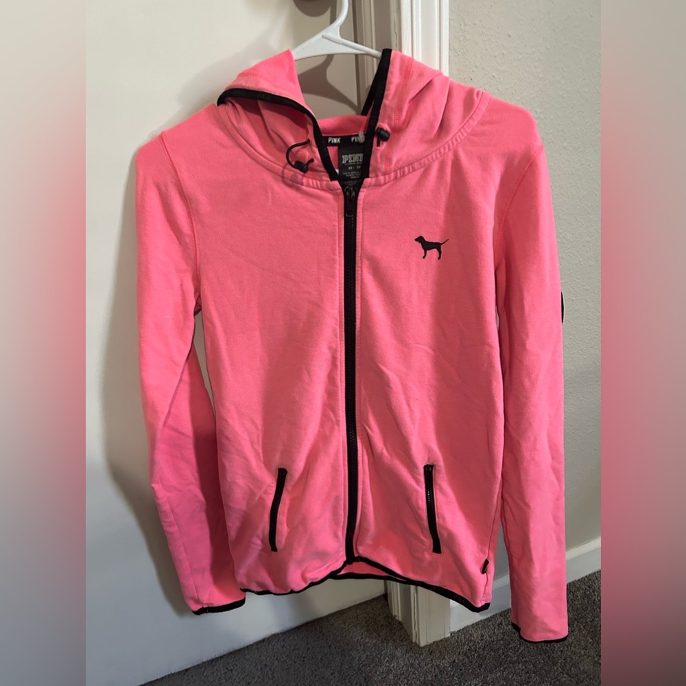 Pink Victoria secret zip up hoodie size extra small